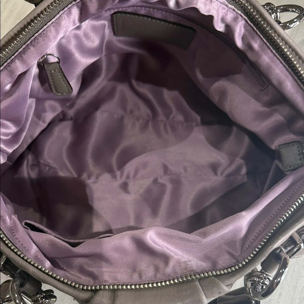 Elegant Shimmery Taupe Coach Madison Sophia Leather Handbag